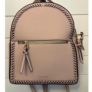 Calpak‎ Blush Pink Faux Leather Backpack Strappy Stitch Detail Gold Hardware NEW